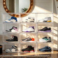 DAYOOH Vente en gros Boîte à chaussures pliable personnalisable avec logo, empilable, transparente, en acrylique magnétique, organisateur de rangement pour chaussures