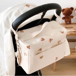 Organizador universal para cochecito de bebé, bolsas colgantes, bolso de <span class=keywords><strong>maternidad</strong></span> multifuncional, <span class=keywords><strong>bolsa</strong></span> de aislamiento de oso de peluche bordado - Product Image 1