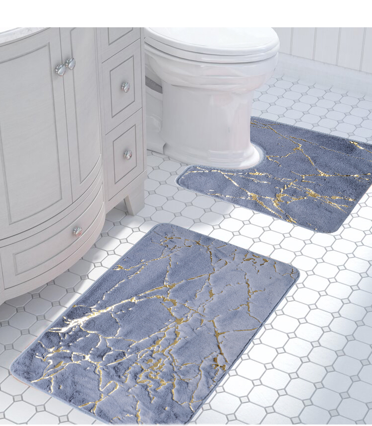Shinnwa pv velvet  bronzing non-slip bath mat set of 2