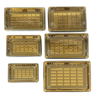 Lebensmittelechte PET-Gold-Kunststoff-Verpackungsbox für Gebäck und Süßigkeiten, Baklava-Serviertablett, Ramadan-Zubehör, Großhandel Catering-Box mit Deckel