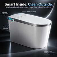 WC intelligent sans rebord avec bidet sans contact, double chasse, ouverture/fermeture automatique, télécommande, siège chauffant, compatible P-Trap et S-Trap