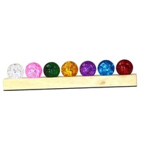 Veilleuse LED avec boule de cristal en verre craquelé de 40 mm sur base en bois
