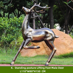 Cast a grandezza naturale in bronzo dorato posizione in piedi guardando indietro Buck bronzo bronzo cervo maschio statua animale scultura - Product Image 4