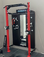 Rack de Squat Mural Pliable Intégré, Gain de Place, avec Système de Poulies Fixes et Crossover par Câble