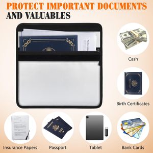 Borsa ignifuga e impermeabile in gel di silice per documenti e denaro, confezione da 3, con cerniera e tasca per contanti e oggetti di valore - Product Image 2