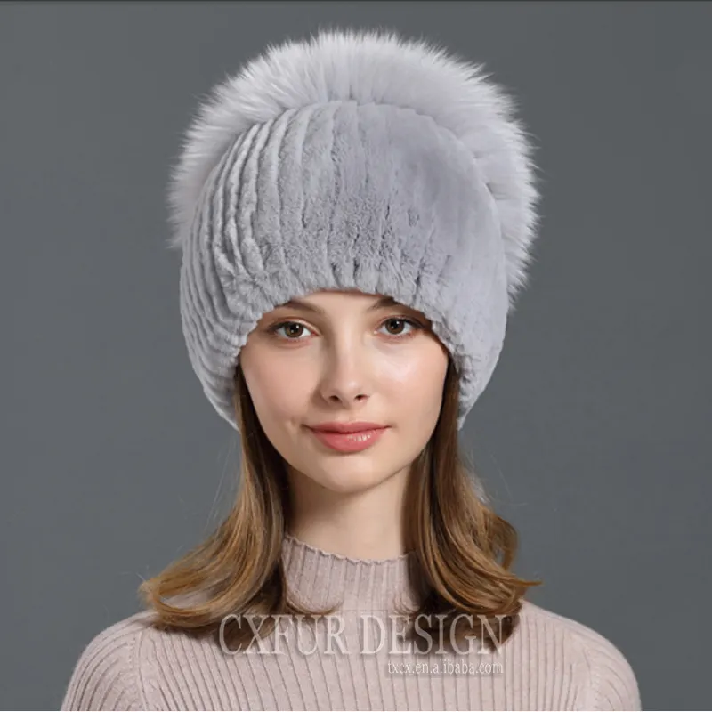 Furtalk-chapeau en fourrure de renard véritable pour femmes, tricoté, oreilles de lapin, Crochet, tendance, collection hiver CX-C-116A