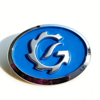 Emblema Metálico 3D Personalizado para Automóvil, Adhesivos con Logotipo VISUALCAR en Azul, Negro y Cromo, Decoración Universal para Vehículos