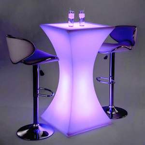 Stunning LED <strong>Poseur</strong> <strong>Table</strong> with Illuminated Glowing Feature High Cocktail Event Furniture for Mall and Hotel Made of Plastic - Product Image 1