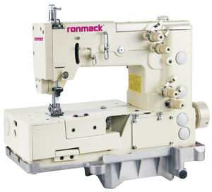 Machine à point de chaînette double à entraînement direct, simple/double aiguille, à lit plat, manuelle, 4 points, RONMACK RM-1302-4W-D - Product Image 1