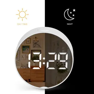 חדש Led מראה שעון מעורר דיגיטלי שולחן שעון לילה אור נודניק עם טמפרטורה אלקטרוני Despertador עיצוב הבית