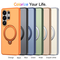 Coque de téléphone magnétique antichoc en TPU PC avec effet peau pour Samsung Galaxy S26 Ultra 360 °   Support rotatif pour anneau compatible avec Galaxy A27 A57