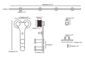 Système de porte coulissante, quincaillerie de porte de placard, acier inoxydable SS304, <span class=keywords><strong>kit</strong></span> de rail plat à roulettes de 6,6 pieds/2 m, <span class=keywords><strong>kit</strong></span> de quincaillerie de porte de grange - Product Image 5