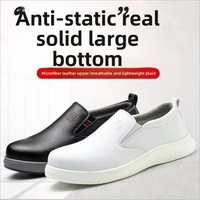 Chaussures de travail unisexes décontractées à embout d'acier, basses, en cuir véritable, antistatiques, bottes de sécurité pour usine, blanches, protection renforcée