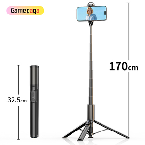 Gamegaga K60 Perche à selfie portable avec trépied à déploiement rapide au sol, résistant au vent et stable, trépied composé à double tube - Product Image 2