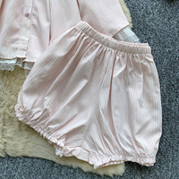 Ensemble deux pièces pour femme, style preppy, avec dentelle, nœud sur le devant, manches courtes, coupe ajustée, pour l'été