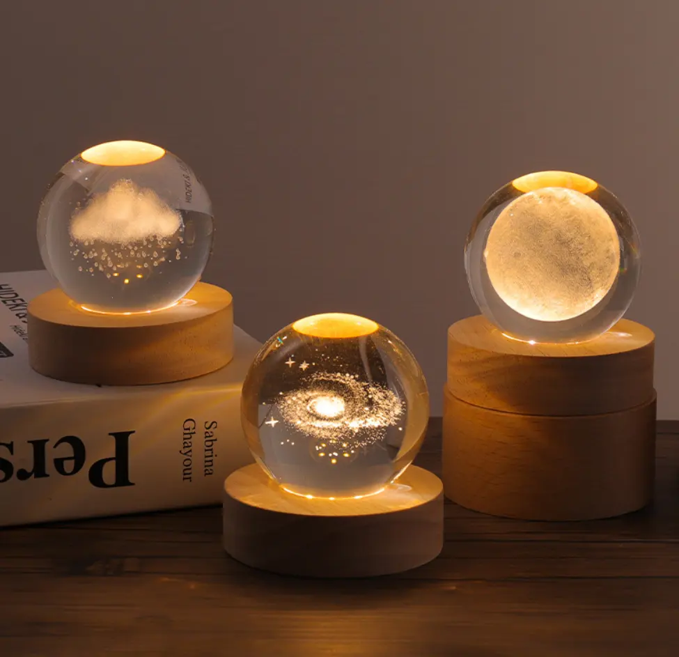रचनात्मक सूरज गैलेक्सी चमक क्रिस्टल बॉल सजावट एलईडी प्रकाश क्रिस्टल बॉल