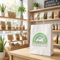 Sacs en papier kraft biodégradable personnalisés avec poignées torsadées et estampage doré pour emballages cadeaux