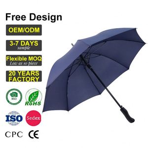 Parapluie droit automatique d'extérieur à couche unique, résistant à la pluie et au vent, avec cadre en fibre de verre et impression de logo personnalisée - Product Image 1