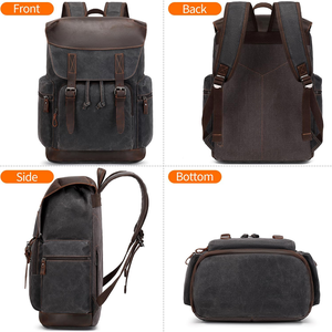 Mochila para Hombre de Lona Encerada, Mochila para Portátil de 17.3 Pulgadas, Mochila Vintage de Viaje - Product Image 2