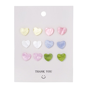Colorful Geometric Resin Stud Earrings 6 Pairs Set <b>Sweet</b> <b>Flower</b> Round Party Jewelry Steel Ear Posts Bezel Setting - Product Image 5