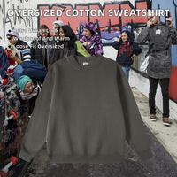 Sweat-shirt unisexe en molleton 330 g/m² 100 % coton, col rond, coupe ample vintage streetwear, épaules tombantes, surdimensionné, personnalisable en gros