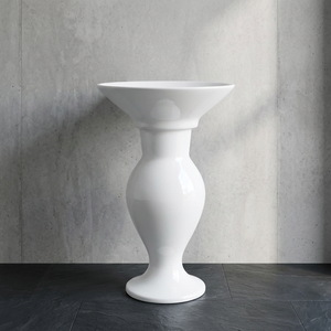 Vasque en céramique blanche Vistaar Lotus avec piédestal intégral, design épuré, articles sanitaires pour salle de bain - Product Image 3