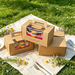 Scatola Regalo in Carta Kraft con Manico e Finestra, Imballaggio per Alimenti per Arance, Cachi e Altre Frutte Fresche - Product Image 4