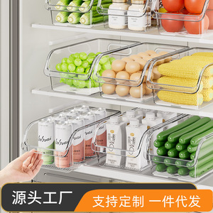 Fridge Organizer Storage Box Rectangle With Handle Freshness Preservation Stackable Food Container PP Material Modern Design - Product Image 5