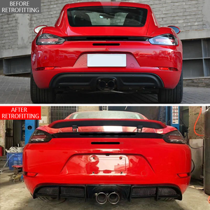 Diffuseur de pare-chocs arrière en fibre de carbone pour Porsche 718 Cayman Boxster 2016-2024, kit de mise à niveau du spoiler inférieur arrière - Product Image 4