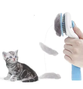 Fabricant en gros ABS fine aiguille épaisse chat brosse pour animaux de compagnie avec un bouton