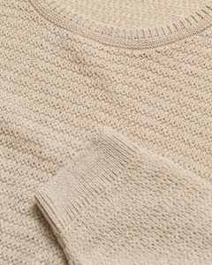 Personnalisé de haute qualité texturé coton lin col rond à manches longues pull décontracté hommes pull en tricot - Product Image 5
