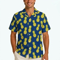 Chemise Hawaïenne Sublimation Ananas Aloha pour Homme – Idéale pour l'Été, les Fêtes Luau et la Plage – Vente en Gros