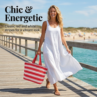 Sac de plage personnalisé Royal Fair avec logo, grande capacité, en tissu éponge, sac fourre-tout rayé pratique pour femmes