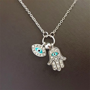 Collier pendentif en émail de la main de fatima, pendentif, yeux bleus, turc, diamants, livraison gratuite - Product Image 3