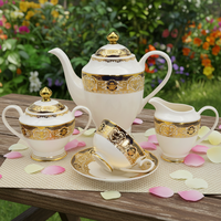 98 Pièces Service de Table de Luxe Doré en Porcelaine Fine et Céramique Noir, Vaisselle Élégante pour Dîner