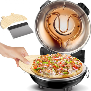 <span class=keywords><strong>Four</strong></span> à <span class=keywords><strong>pizza</strong></span> électrique de comptoir de 12 pouces Machine domestique intérieure portable avec <span class=keywords><strong>four</strong></span> à pierre noire à croûte croustillante de chauffage à 420 degrés - Product Image 1