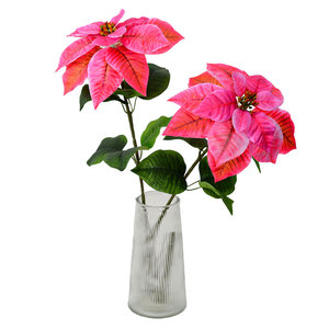 Décorations de Noël en Poinsettia Artificiel Flower Delight, 5 et 7 têtes, fleurs en soie plastique pour la maison, les mariages et l'extérieur - Product Image 5