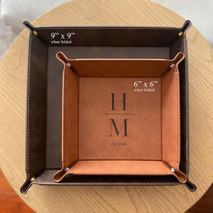 Bandeja Organizadora de Escritorio de Cuero Sintético con Grabado Láser, Bandeja de Cuero Sintético para Llaves, Teléfono, Gafas de Sol - Product Image 4