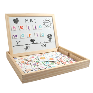 Jeu d'apprentissage préscolaire multifonctionnel en bois : lettres anglaises, dessins animés, assemblage, jouets éducatifs, tableau de dessin - Product Image 1