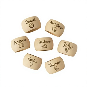 Custom Luxury Wooden Napkin Holder Personalized <b>Name</b> Engraved Round Eco-Friendly Birthday Party Table Decor - Product Image 1