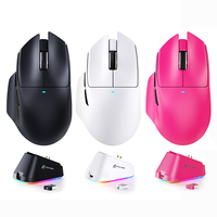 Souris de jeu ultra-légère ATTACK SHARK V6 à trois modes, capteur de jeu PAW3311, souris sans fil à trois modes avec station de charge magnétique
