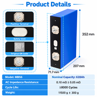 Sel Baterai EVE MB56 3.2V 628Ah LiFePO4 Baru Grade A Prismatic LFP untuk Penyimpanan Energi ESS Komersial dan Industri