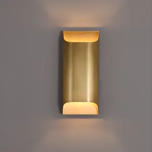 JYLIGHTING 현대 직사각형 실내 벽 보루 램프 침실 스틸 및 스테인레스 스틸을위한 청동 재료와 따뜻한 흰색