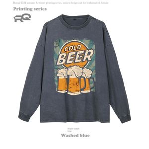 Venta al por mayor de fábrica: Camiseta de manga larga con capucha de algodón grueso estampada de marca de moda transfronteriza para hombre, estilo americano encerado con dibujos animados. - Product Image 3