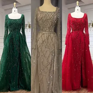 Collina serena su misura Modulare rosso con perline abiti da sera Dubai sirena elegante lusso senza maniche 2024 per festa donna LA70765 - Product Image 3