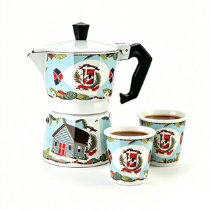 Ensemble de <span class=keywords><strong>cafetière</strong></span> Moka de style italien avec 2 tasses en céramique, <span class=keywords><strong>cafetière</strong></span> à expresso en aluminium, percolateur pour cuisinière, pour la maison et le bureau - Product Image 6