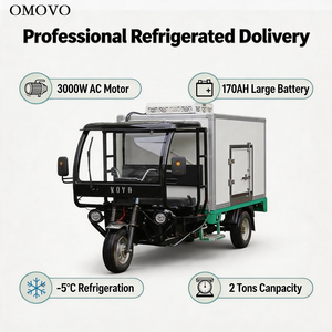 รถสามล้อบรรทุกไฟฟ้า OMOVO มอเตอร์ AC 3000W แบตเตอรี่ 96V 170AH รับน้ำหนักได้ 400 กก. กล่องเก็บความเย็น -5 องศาเซลเซียส ใช้งานได้ ความเร็ว 50-70 กม./ชม. - Product Image 3