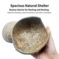 Abri en Coque de Noix de Coco Naturelle pour Hamster, Maisonnette pour Petits Animaux, Nid pour Perroquet, Reptile, Lézard, Tortue, Jouet à Mâcher en Coque de Noix de Coco