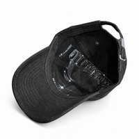 Casquette de baseball personnalisée avec logo brodé noir effet vieilli, six panneaux, style Dad Hat, streetwear, visière incurvée, en sergé de coton, vente en gros OEM