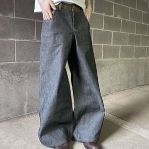 กางเกงยีนส์ทรงคาร์โก้ขาบานสไตล์สตรีทแวร์ฮิปฮอปปี 2025 สำหรับผู้หญิง แต่งกระดุม ตัดเย็บด้วยผ้าเดนิมแบบ Selvage ตัดต่อผ้าสีตัดกัน ทรงหลวม - Product Image 1